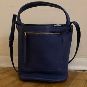 NEVER USED Theory Royal Blue Leather Bucket Bag